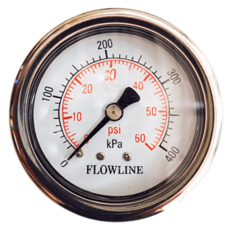 Glycerine Filled Pressure Gauge - Side Rear Connect Tube