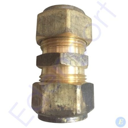 Brass threaded compression fitting with hexagonal nuts