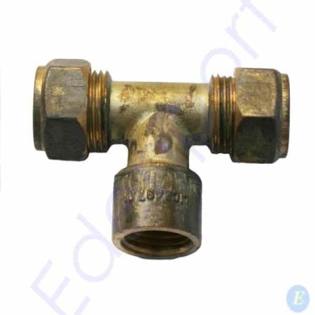 Brass T-shaped compression pipe fitting
