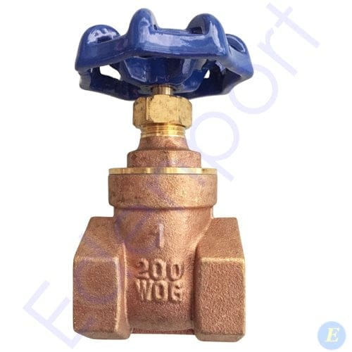 Brass gate valve with blue handwheel handle