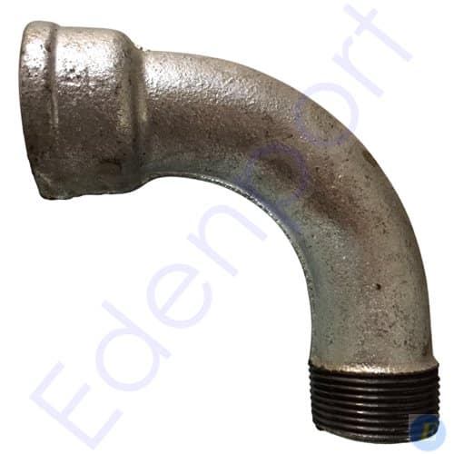 Galvanised metal elbow pipe fitting with threaded end