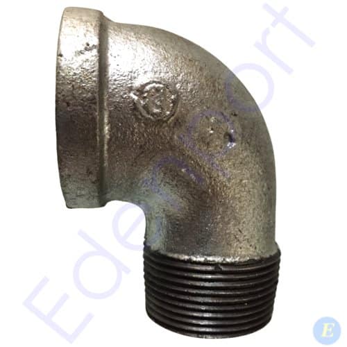 Galvanised 90-degree threaded pipe elbow fitting