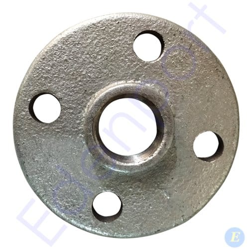 Round metal flange with four bolt holes