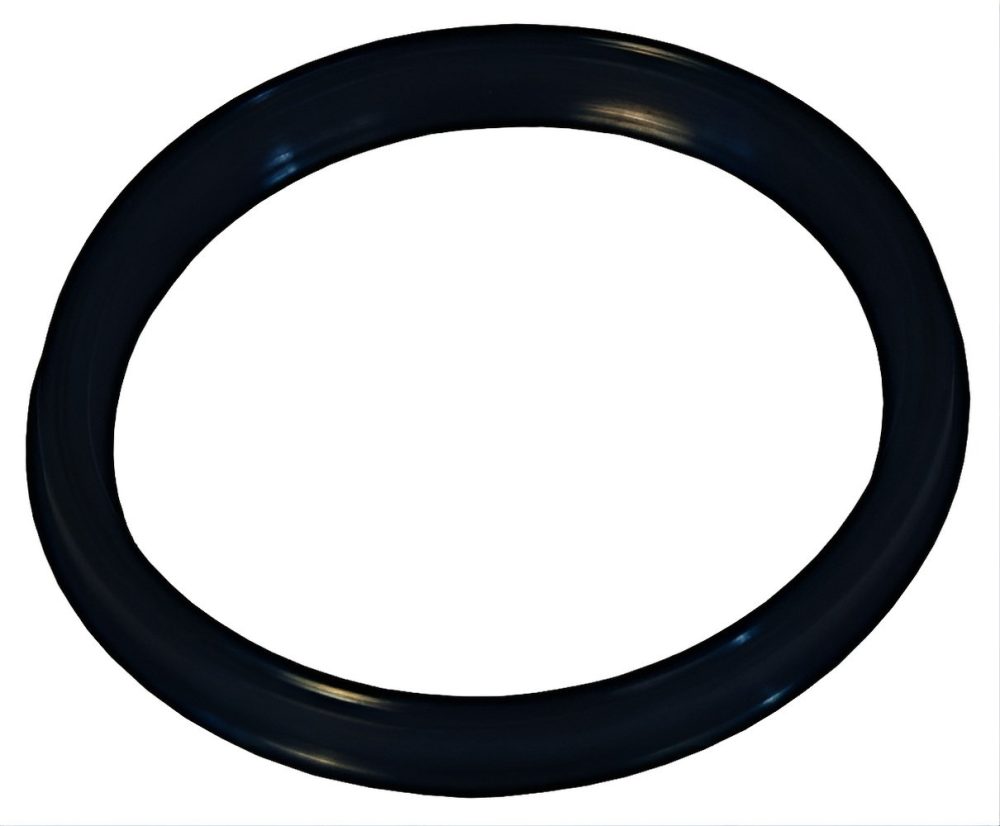 Black rubber O-ring isolated on white background