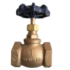 Brass gate valve with blue handwheel handle