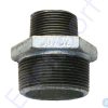 Galvanised threaded pipe nipple with hexagonal centre