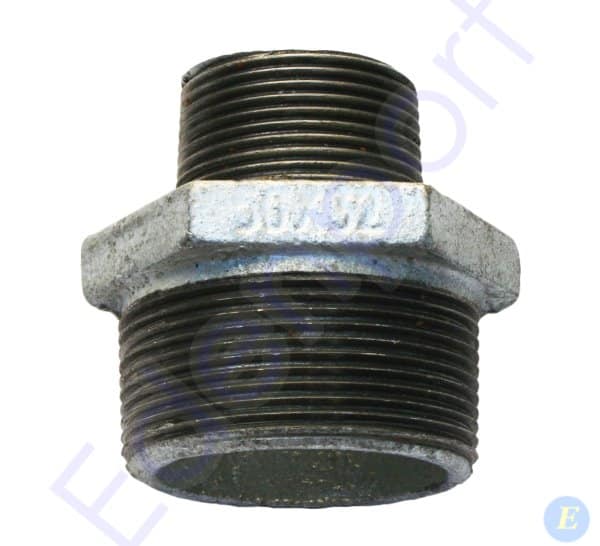 Galvanised threaded pipe nipple with hexagonal centre