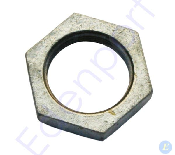 Hexagonal metal locknut isolated on white background