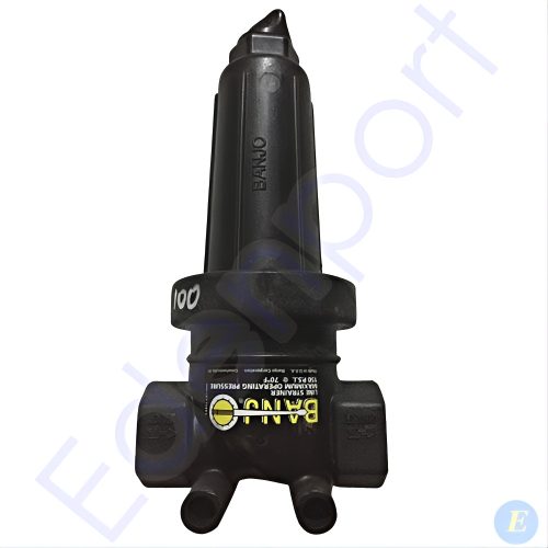 Industrial pressure relief valve on white background
