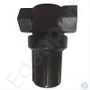 Black plastic T-shaped irrigation fitting component