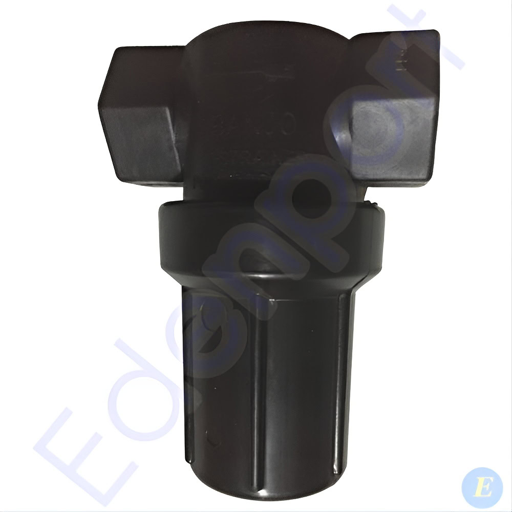 Black plastic T-shaped irrigation fitting component
