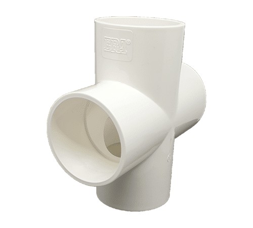 White PVC plumbing junction pipe fitting