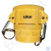 Yellow Flowline camlock coupling cap with metal arms