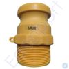 Yellow plastic threaded camlock pipe fitting