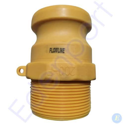 Yellow plastic threaded camlock pipe fitting