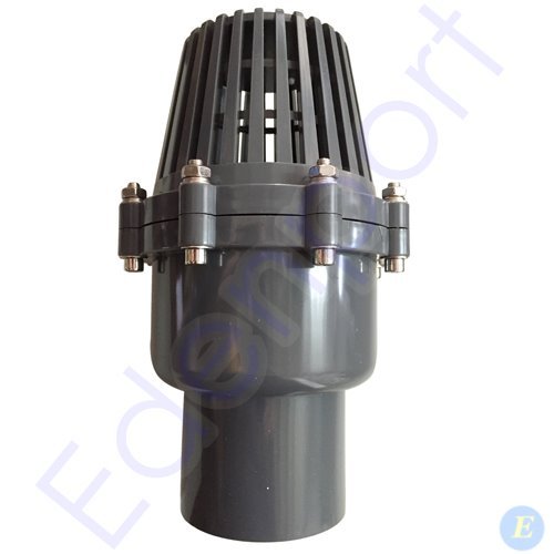 Grey PVC foot valve with slotted strainer top