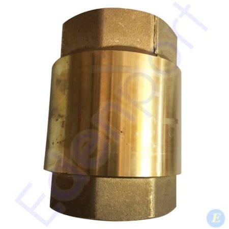 Brass non-return valve fitting on white background