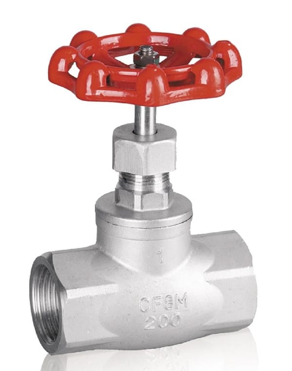 Stainless steel gate valve with red handwheel