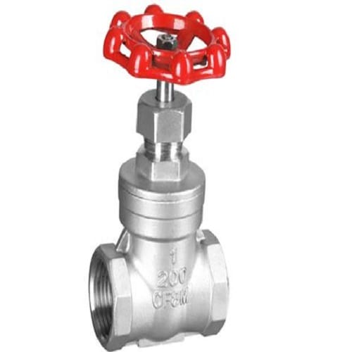 Stainless steel gate valve with red handwheel