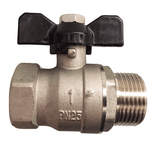 Brass ball valve with black butterfly handle